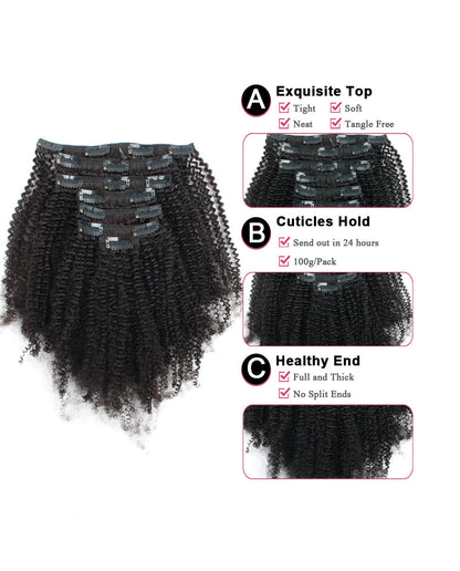 18 inch Hair Extensions Afro Coily Clip in Hair