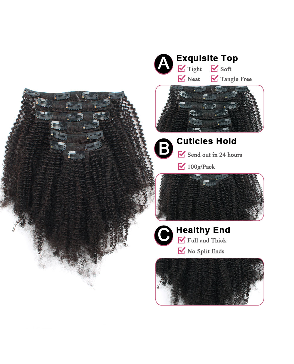 16 inch Hair Extensions | Afro Coily Clip in Hair Extensions