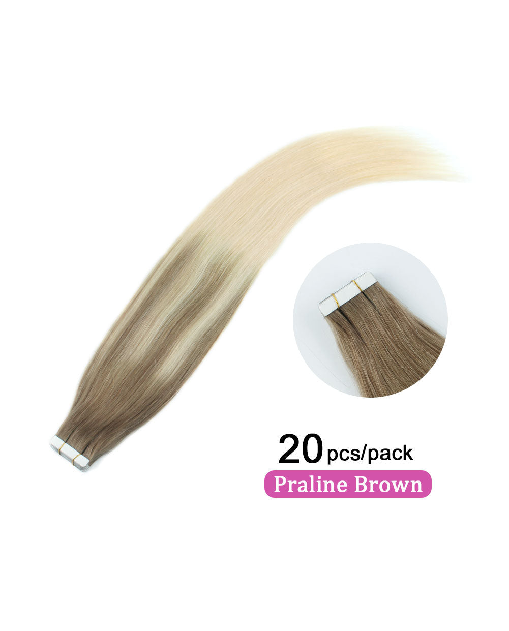 20inch Tape in Hair Extensions Real Human Hair Balayage 8/60#