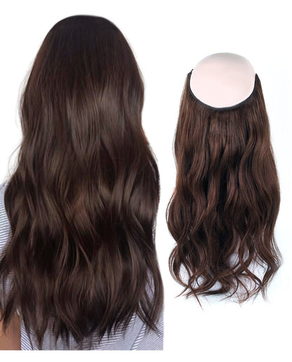 20 inch Halo Human Hair Extensions Medium Dark Brown