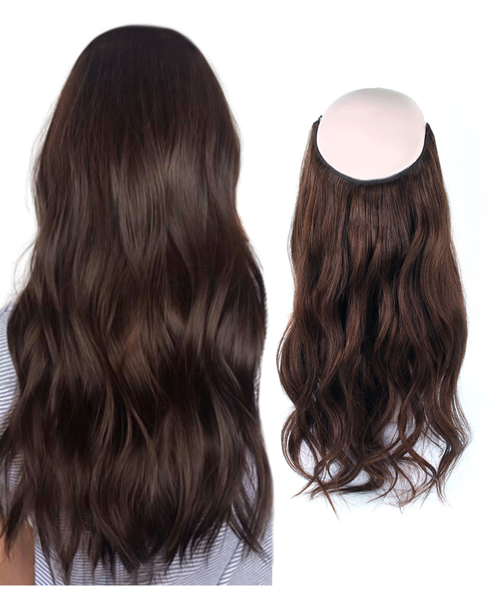 18 inch Medium Dark Brown Halo Hair Extensions