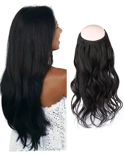 20 inch Halo Human Hair Extensions Jet Black