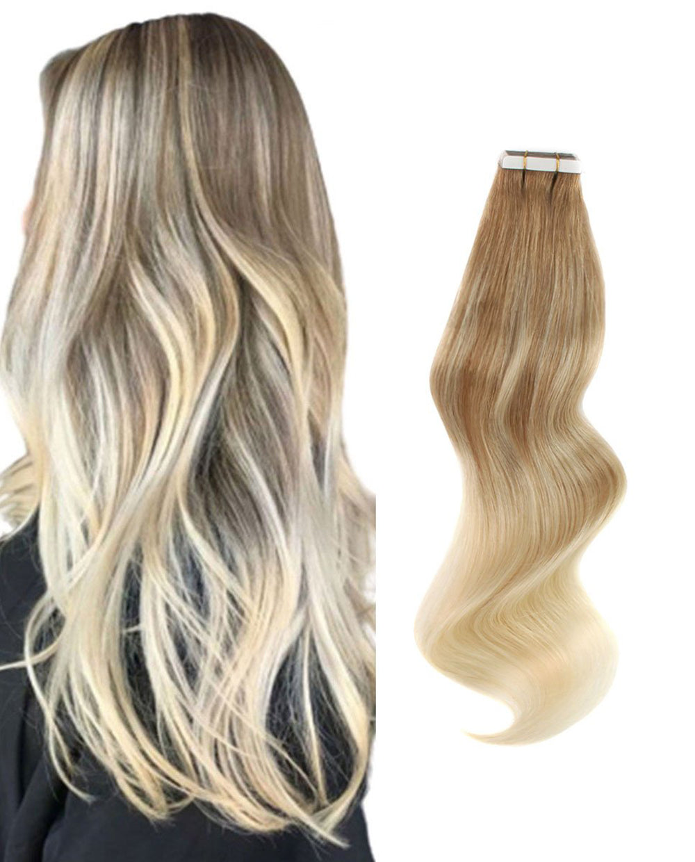 18 inch Tape In Hair Extensions Highlights 8/60# Real 100% Human Remy Hair