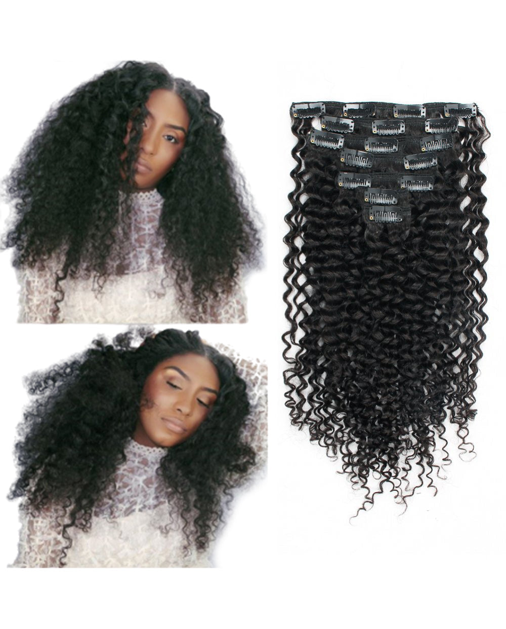 22inch Jerry Curly Clip in Remy Human Hair Extensions