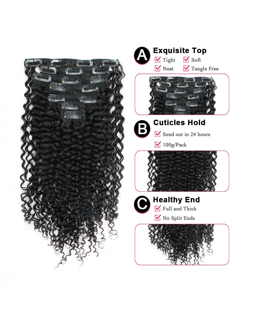 22inch Jerry Curly Clip in Remy Human Hair Extensions