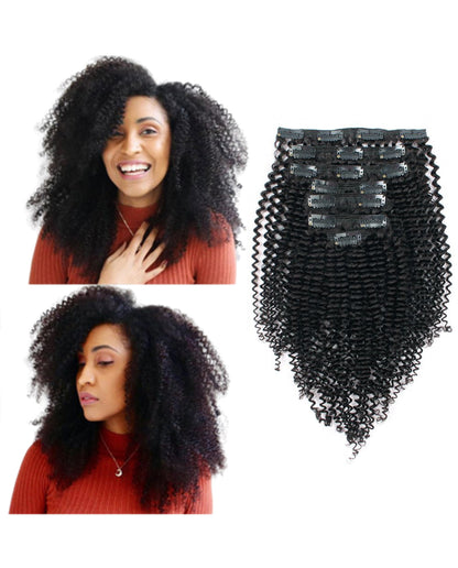 22inch Kinky Curly Clip in Remy Human Hair Extensions