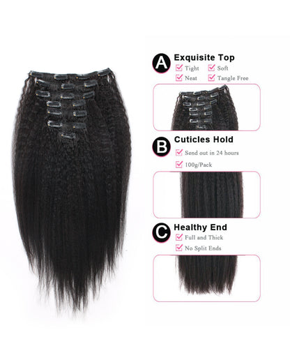 14 inch Hair Extensions | Kinky Straight Clip in Hair Extensions