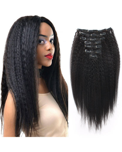 22inch Kinky Straight Clip in Remy Human Hair Extensions