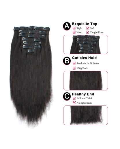 Light Yaki Straight Clip In Hair Extensions