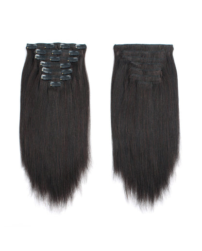 20 inch Yaki Straight Clip In Human Hair Extensions for African American