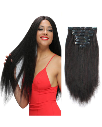 Light Yaki Straight Clip In Hair Extensions