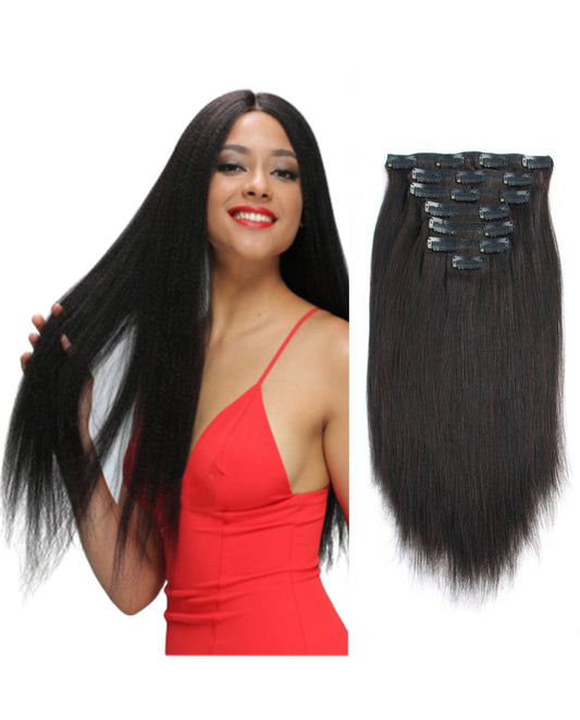 Light Yaki Straight Clip In Hair Extensions