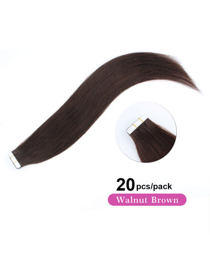 18 inch Tape In Hair Extensions Medium Dark Brown Real 100% Human Remy Hair