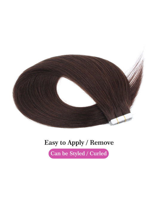 18 inch Tape In Hair Extensions Medium Dark Brown Real 100% Human Remy Hair