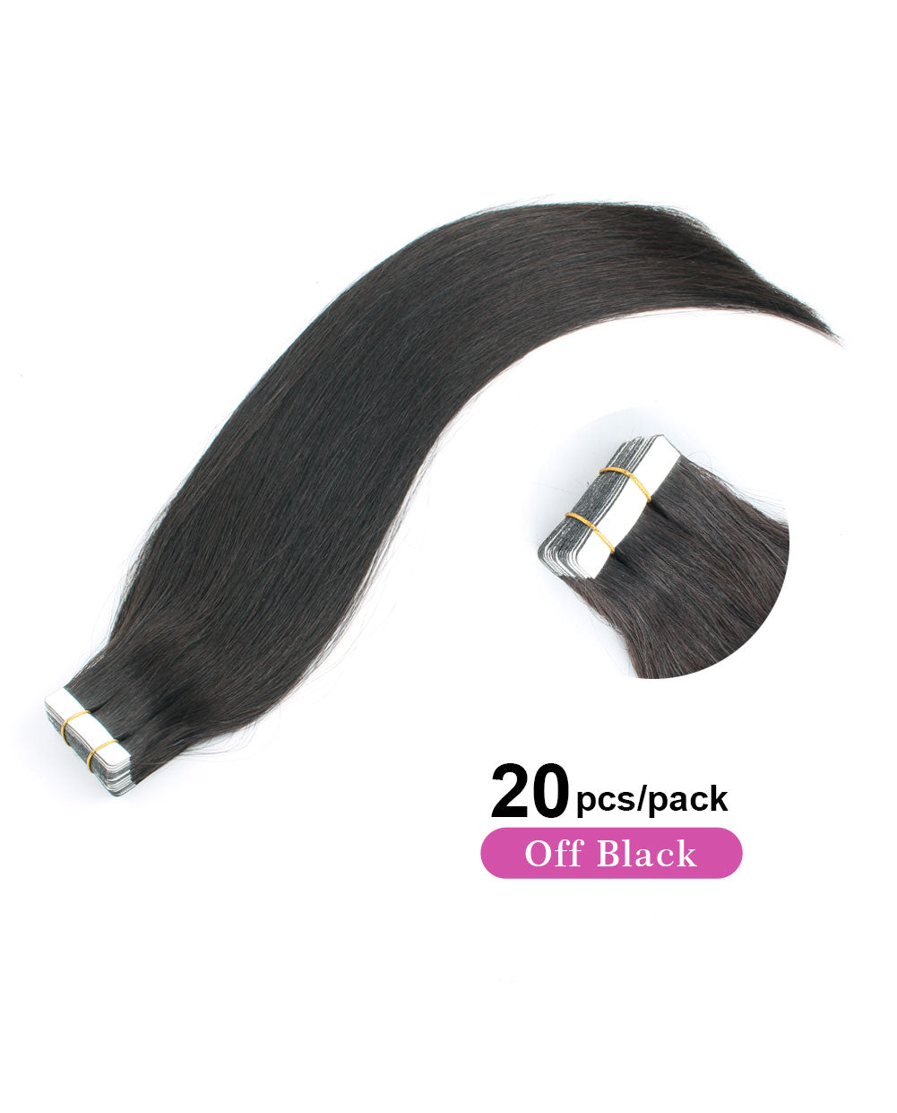 Tape In Hair Extensions 1B# Off Black