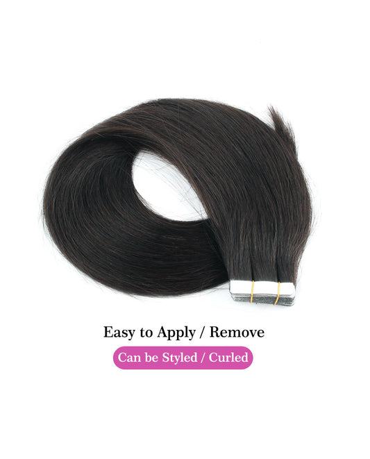 14 inch Tape In Hair Extensions Off Black Real 100% Human Remy Hair