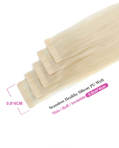 14 inch Tape In Hair Extensions Ash Blonde Real 100% Human Remy Hair