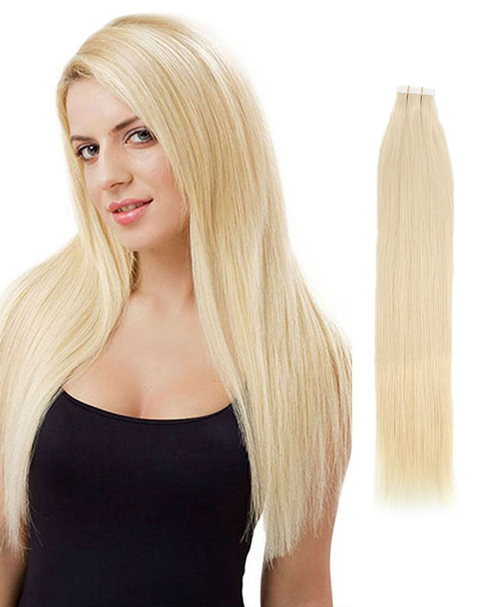 14 inch Tape In Hair Extensions Ash Blonde Real 100% Human Remy Hair