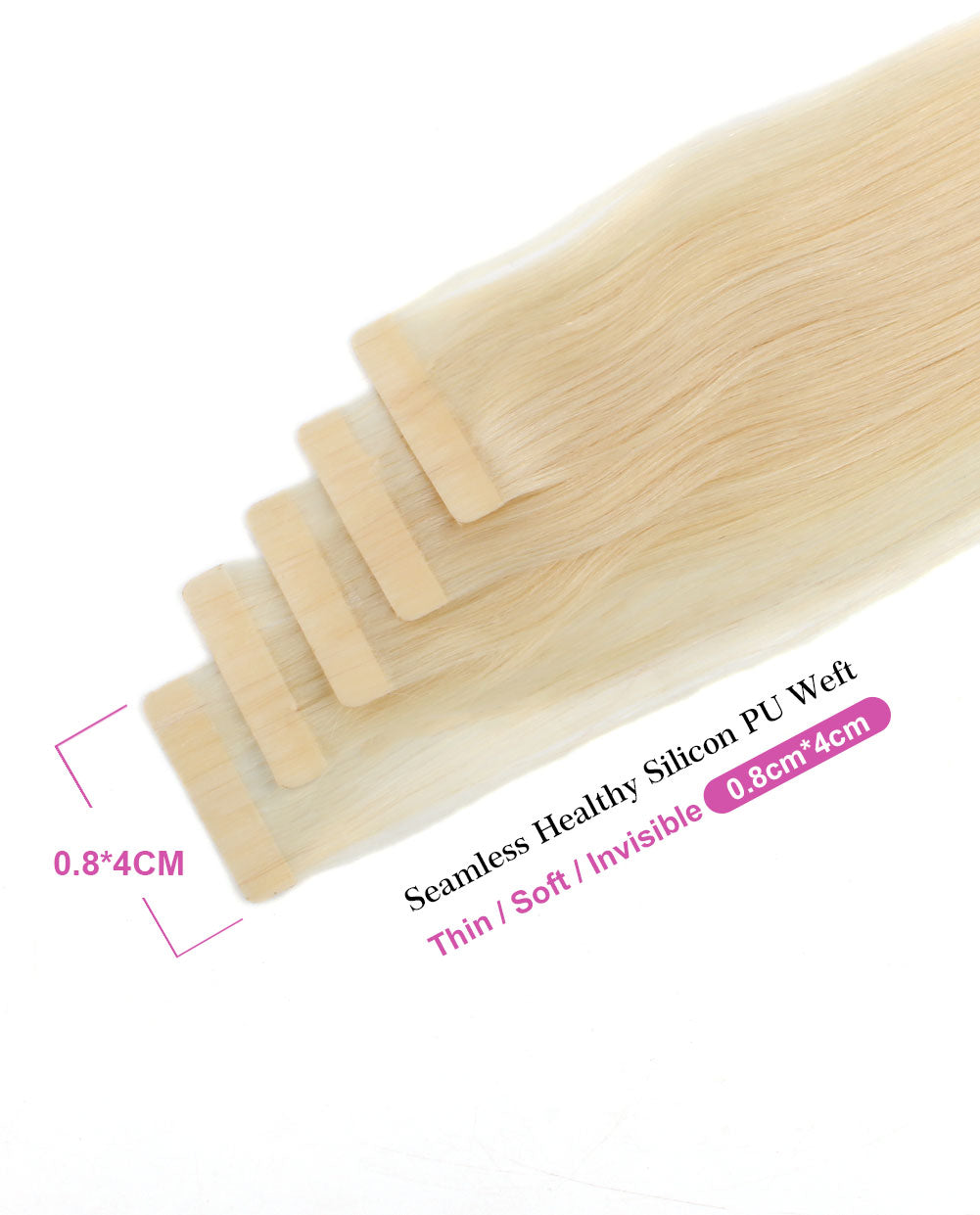 14 inch Tape In Hair Extensions Bleach Blonde Real 100% Human Remy Hair