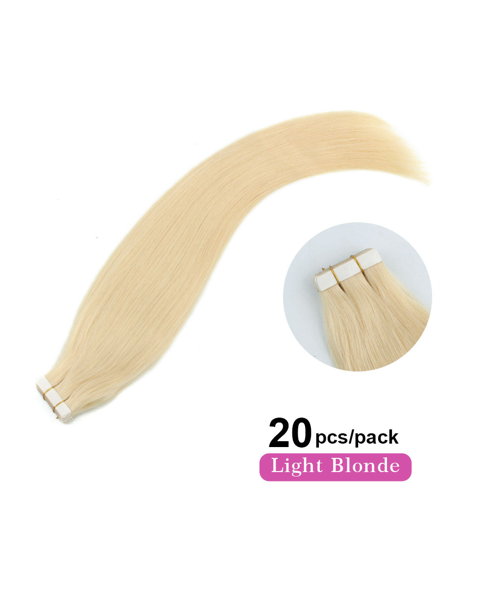 14 inch Tape In Hair Extensions Bleach Blonde Real 100% Human Remy Hair