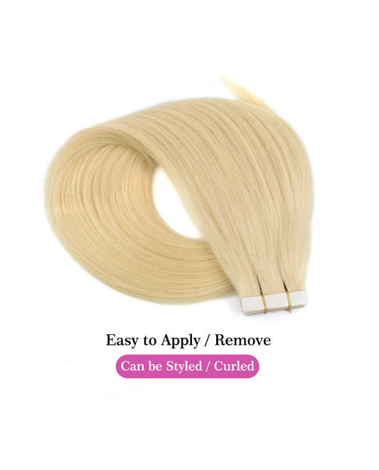 14 inch Tape In Hair Extensions Bleach Blonde Real 100% Human Remy Hair