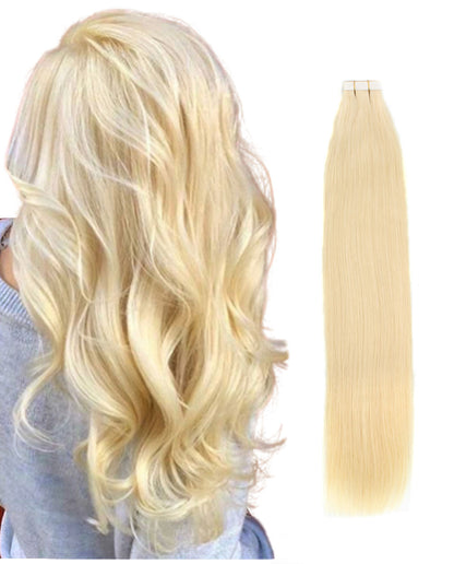 14 inch Tape In Hair Extensions Bleach Blonde Real 100% Human Remy Hair