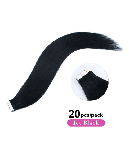 16 inch Tape In Hair Extensions Jet Black Real 100% Human Remy Hair