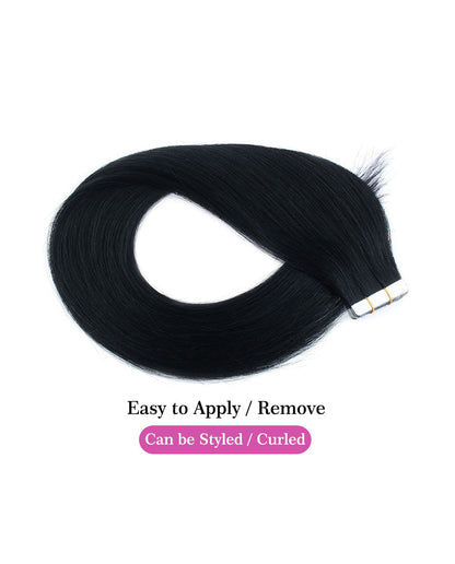 20inch Tape in Hair Extensions Real Human Hair Jet Black